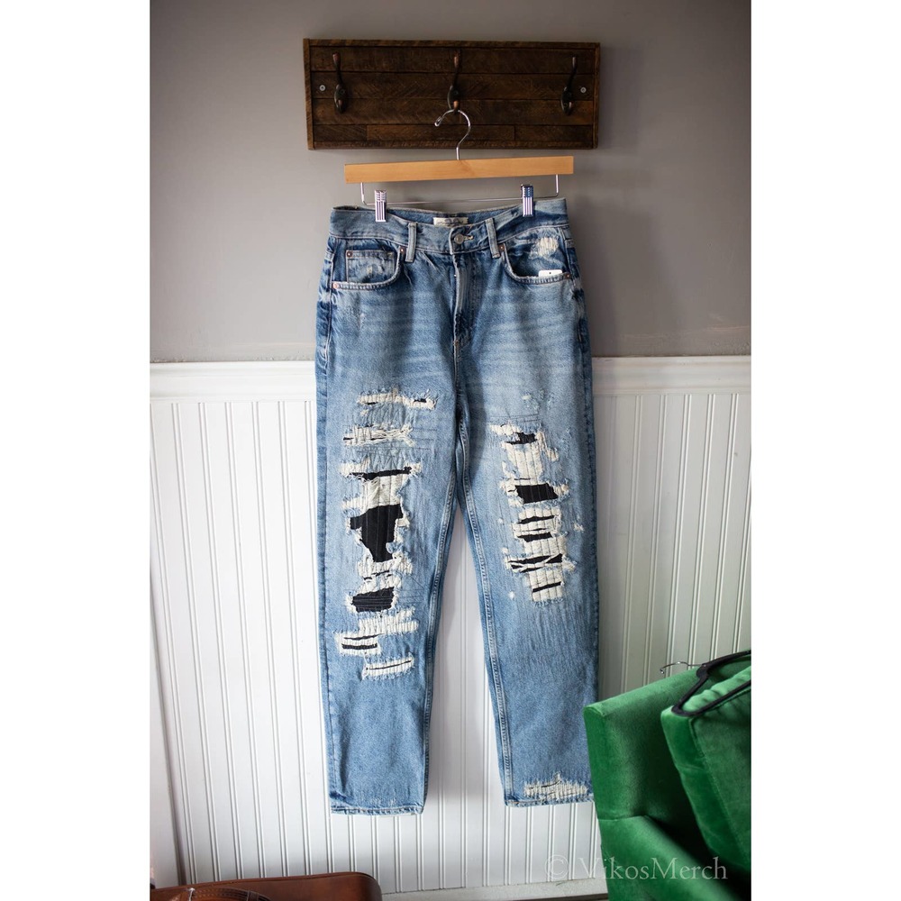 Destroyed Jeans Tattered Blue NEW - Picture 2 of 9